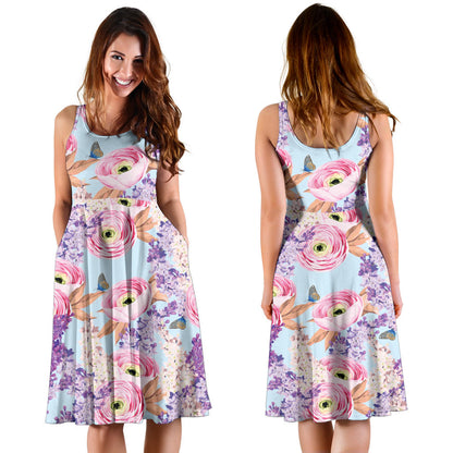 Lilac Pattern Print Design LI03 Midi Dress