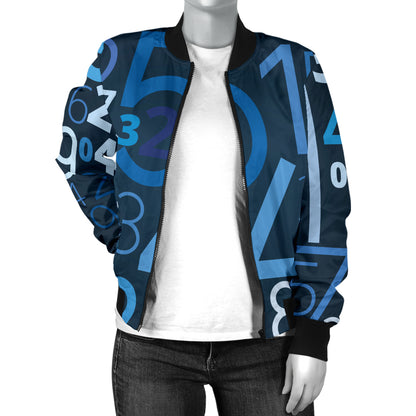 Number Pattern Print Design A02 Women's Bomber Jacket