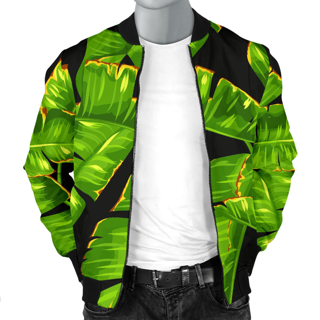 Banana Leaf Pattern Print Design BL06 Men Bomber Jacket