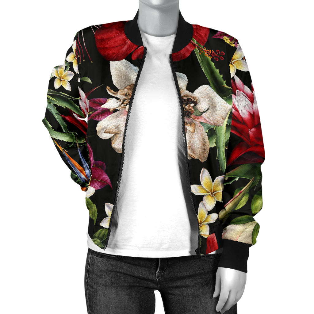 Summer Floral Pattern Print Design SF03 Women Bomber Jacket