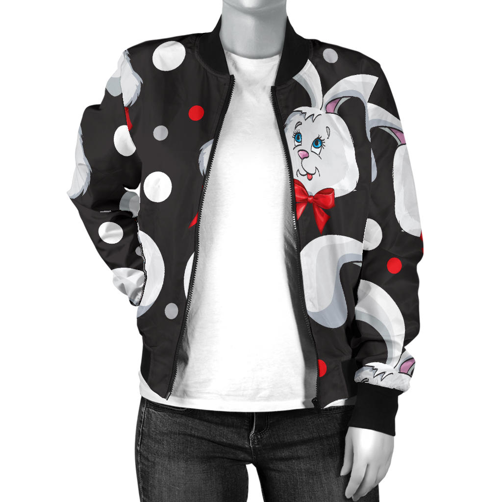Rabbit Pattern Print Design RB012 Women Bomber Jacket
