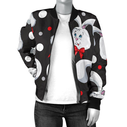 Rabbit Pattern Print Design RB012 Women Bomber Jacket