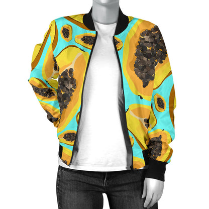 Papaya Pattern Print Design PP03 Women Bomber Jacket
