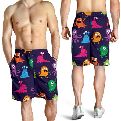 Monster Cartoon Pattern Print Design 02 Mens Shorts
