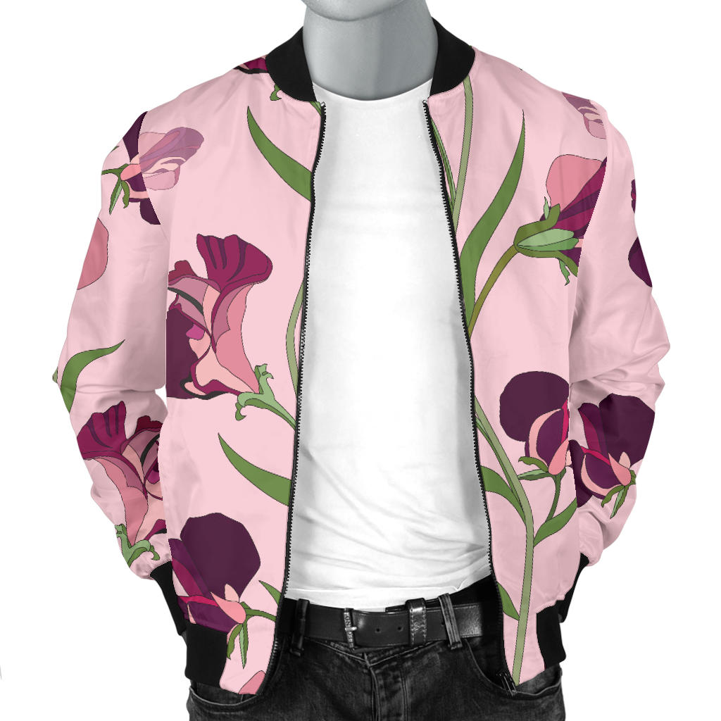 Peony Pattern Print Design PE09 Men Bomber Jacket