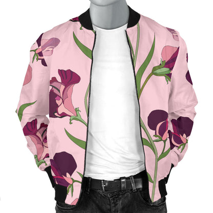 Peony Pattern Print Design PE09 Men Bomber Jacket