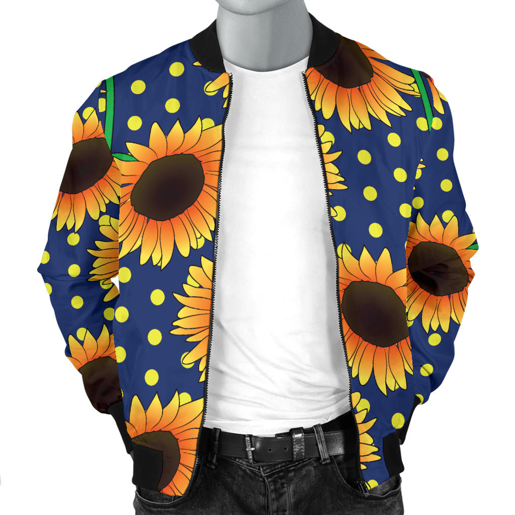 Sunflower Pattern Print Design SF03 Men Bomber Jacket