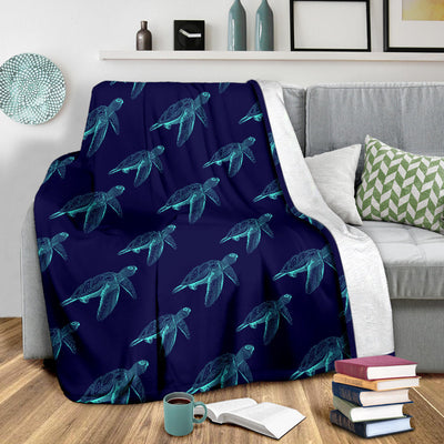 Sea Turtle Pattern Print Design T04 Fleece Blanket