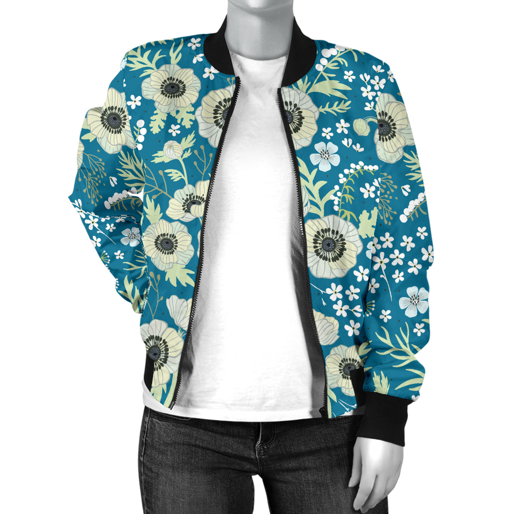 Anemone Pattern Print Design 01 Women's Bomber Jacket