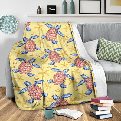 Sea Turtle Pattern Print Design T06 Fleece Blanket