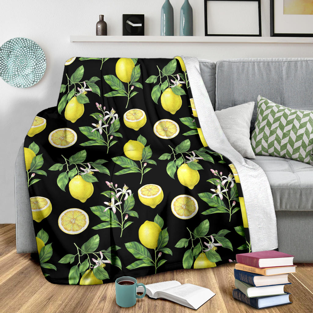 Lemon Pattern Print Design LM02 Fleece Blanket