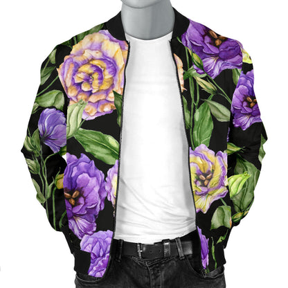 Lisianthus Pattern Print Design LT02 Men Bomber Jacket