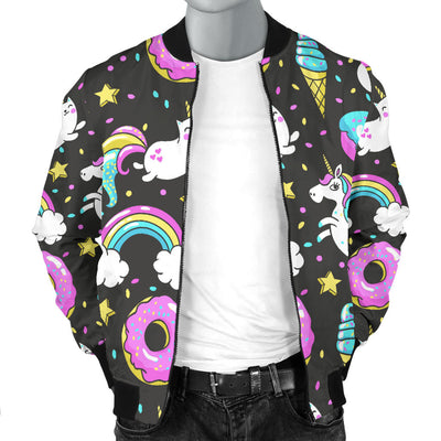 Donut Unicorn Pattern Print Design DN09 Men Bomber Jacket