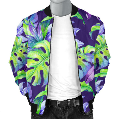 Tropical Flower Pattern Print Design TF019 Men Bomber Jacket
