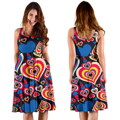 Heart Pattern Print Design HE08 Midi Dress