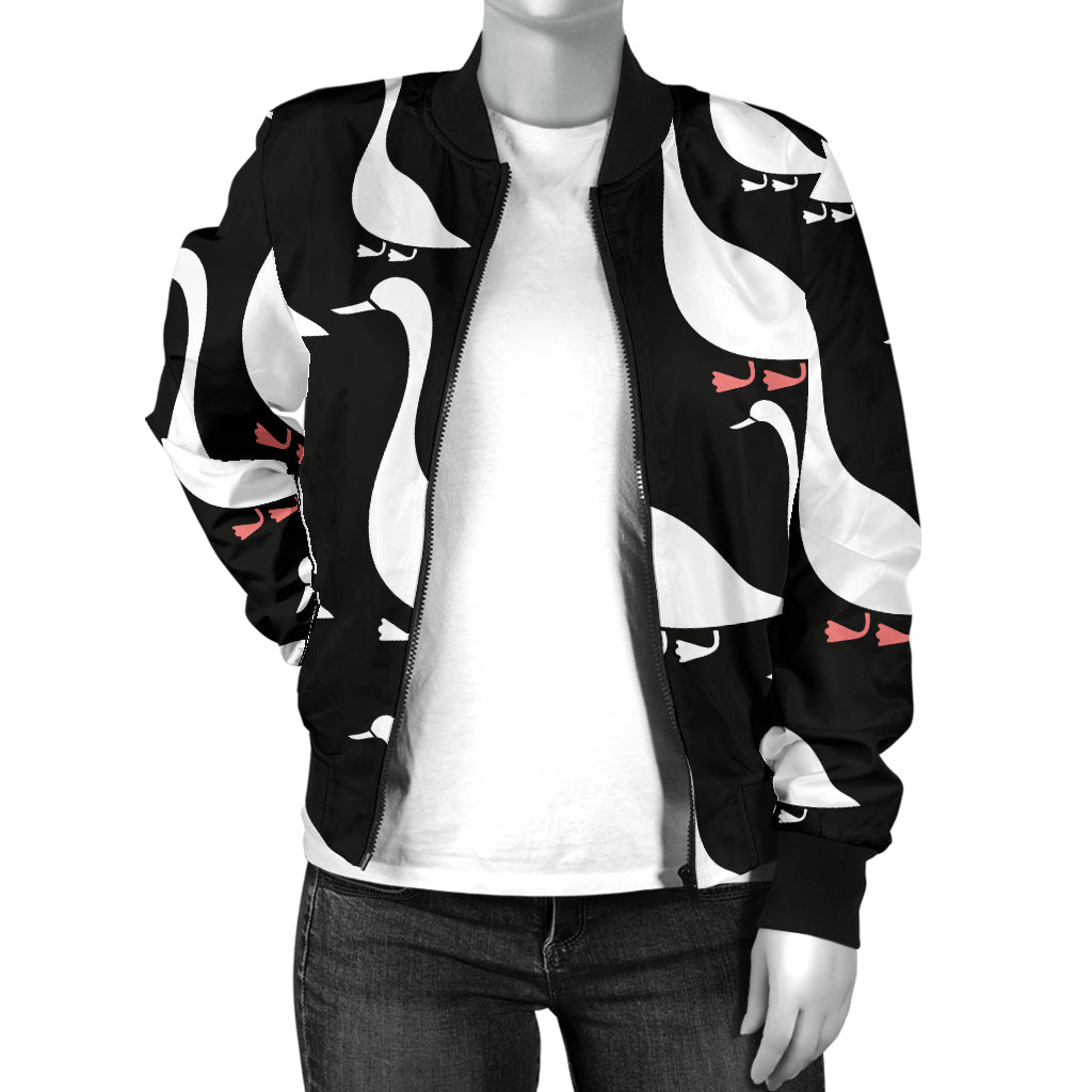Goose Pattern Print Design 01 Women's Bomber Jacket