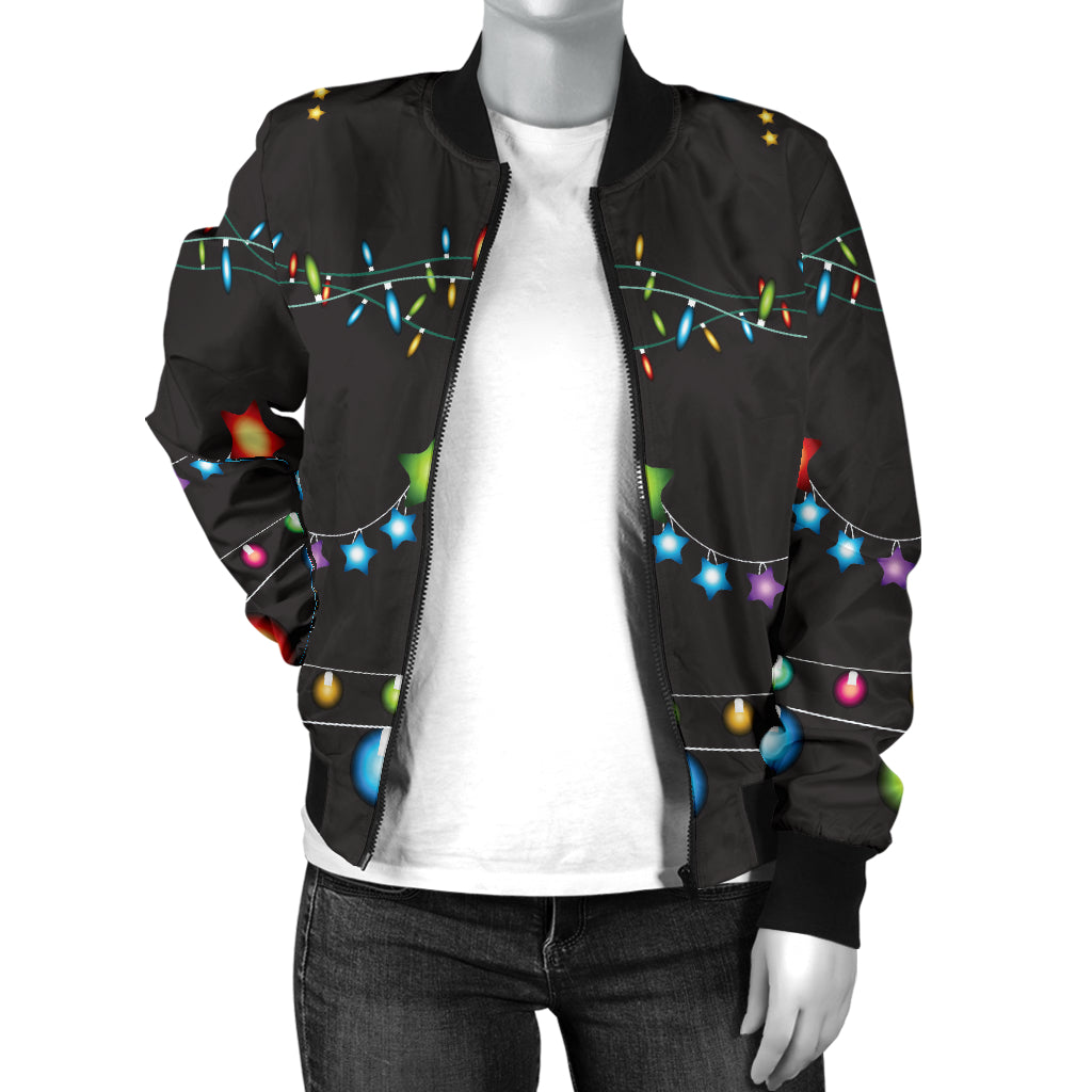 Christmas Light Pattern Print Design 01 Women's Bomber Jacket