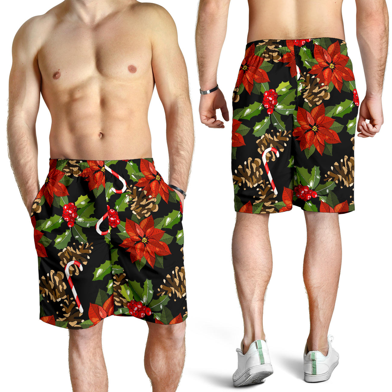 Poinsettia Pattern Print Design POT01 Mens Shorts