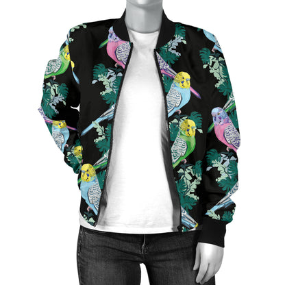 Budgerigar Pattern Print Design 03 Women's Bomber Jacket
