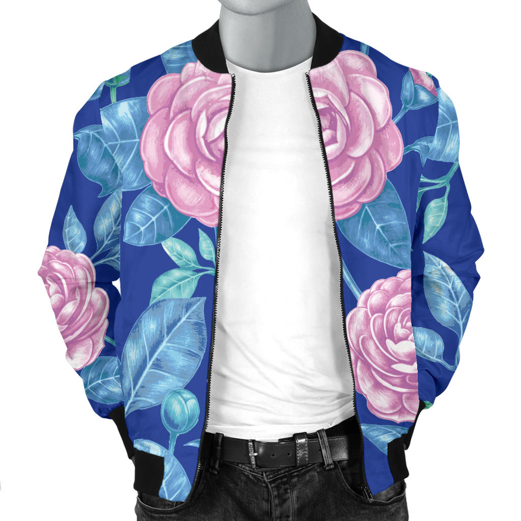 Camellia Pattern Print Design CM05 Men Bomber Jacket