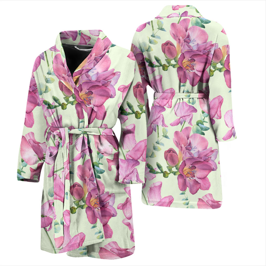 Peony Pattern Print Design PE011 Men Bathrobe