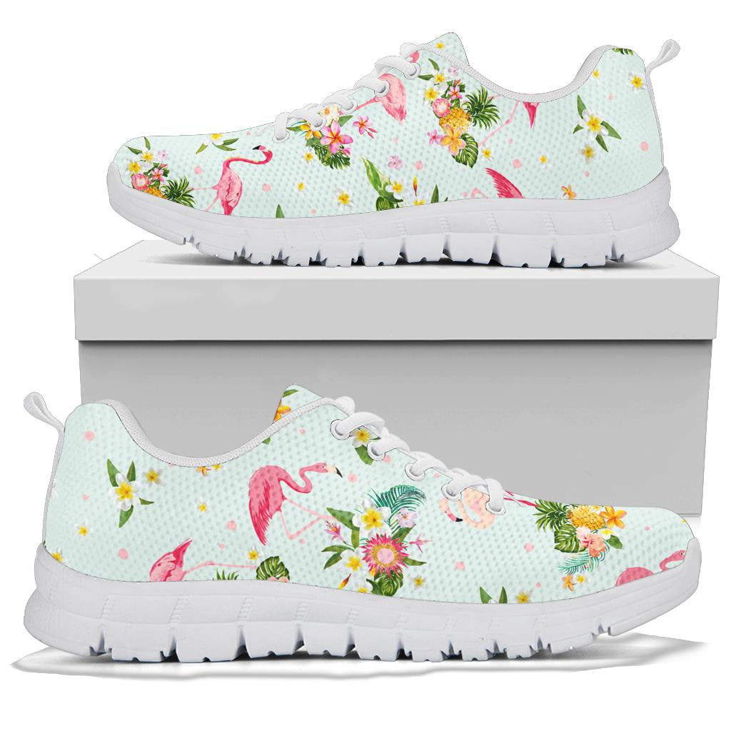Flamingo Sweet Pattern Sneakers White Bottom Shoes