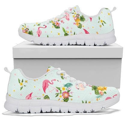 Flamingo Sweet Pattern Sneakers White Bottom Shoes