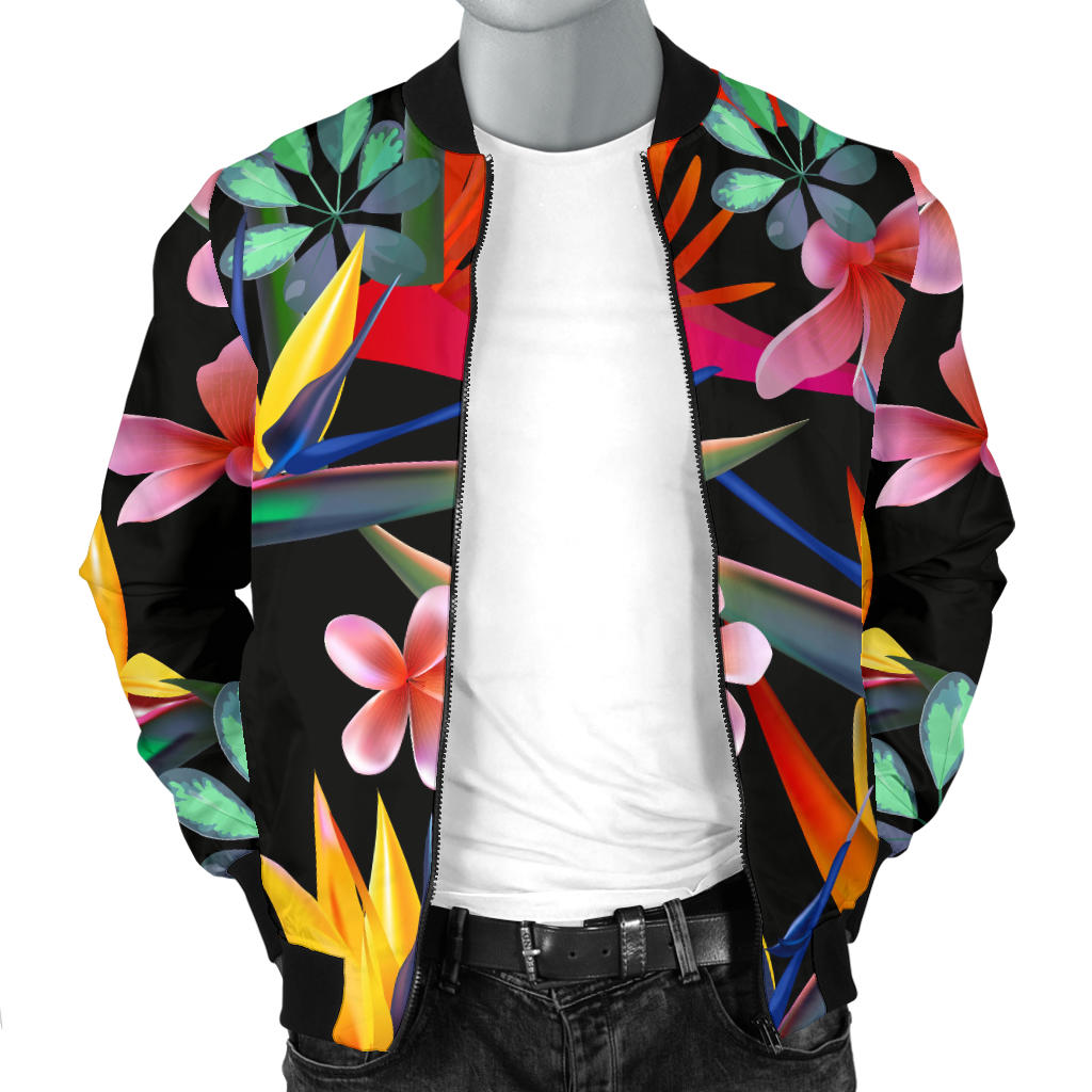 Tropical Flower Pattern Print Design TF015 Men Bomber Jacket