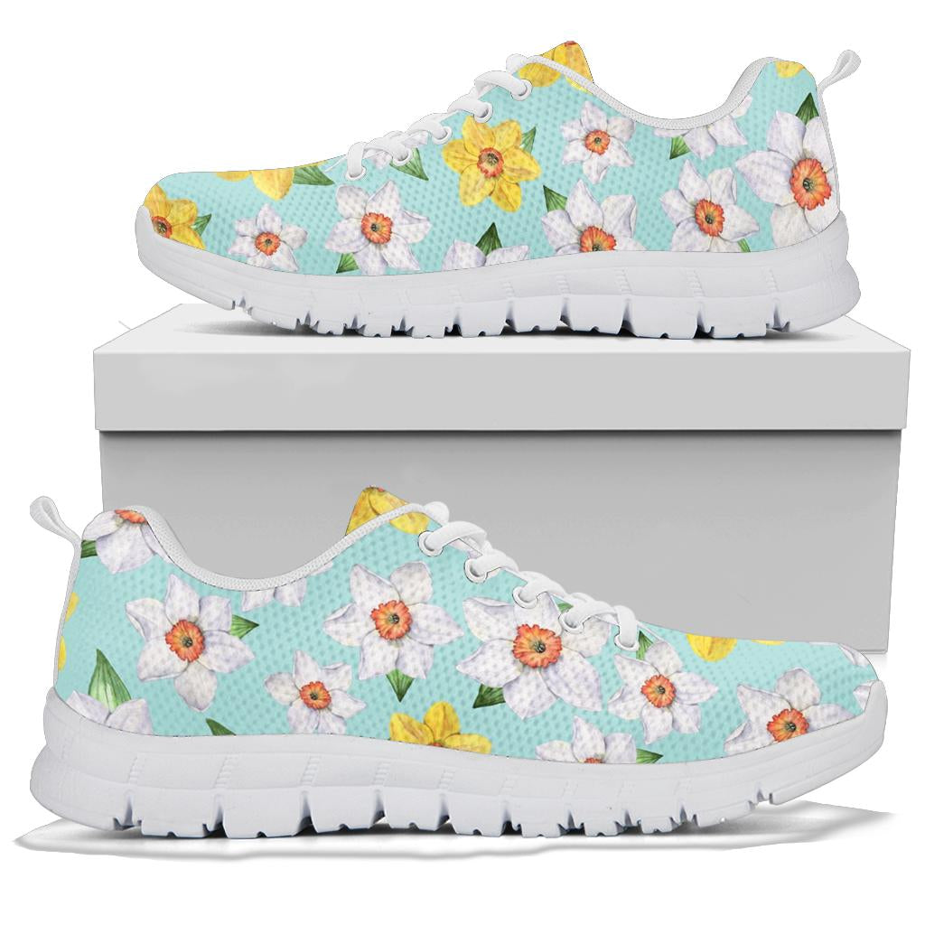 Daffodils Pattern Print Design DF07 Sneakers White Bottom Shoes