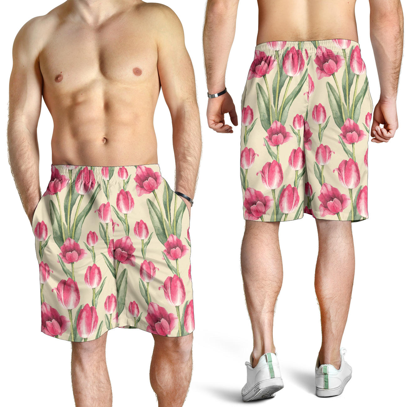 Tulip Pink Pattern Print Design TP06 Mens Shorts