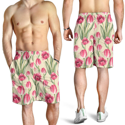 Tulip Pink Pattern Print Design TP06 Mens Shorts