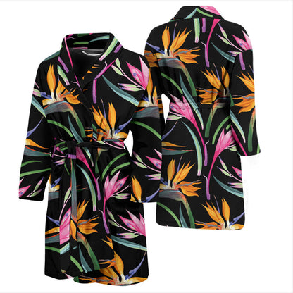 Tropical Flower Pattern Print Design TF017 Men Bathrobe