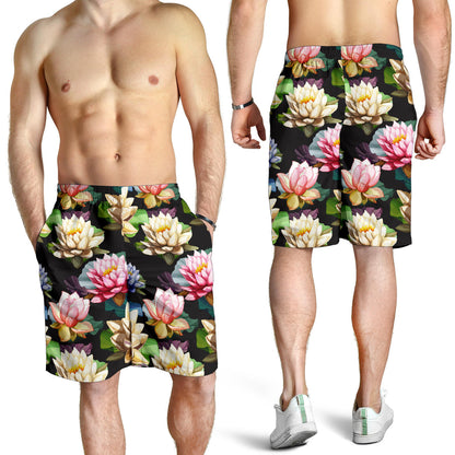 Water Lily Pattern Print Design WL02 Mens Shorts