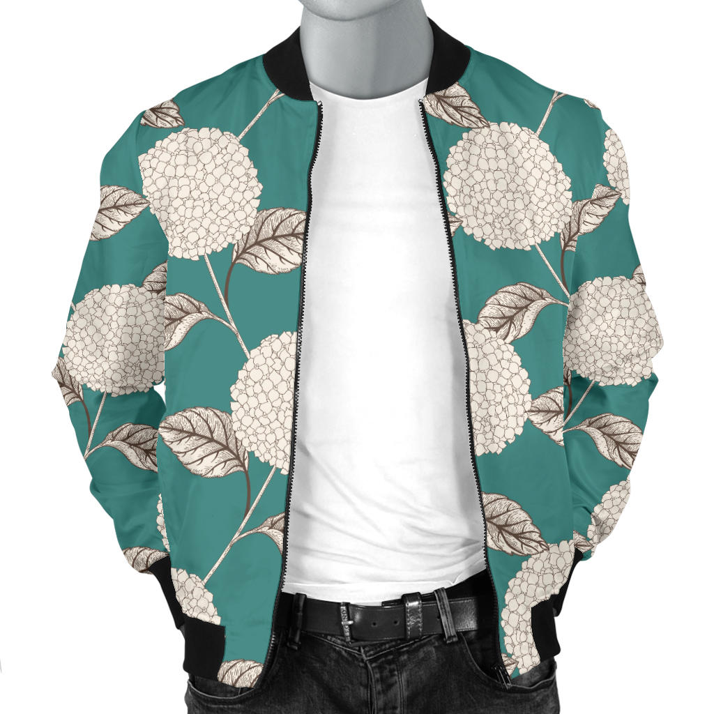 Hydrangea Pattern Print Design HD03 Men Bomber Jacket