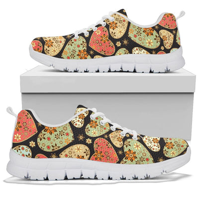 Heart Boho Pattern Print Design HE04 Sneakers White Bottom Shoes