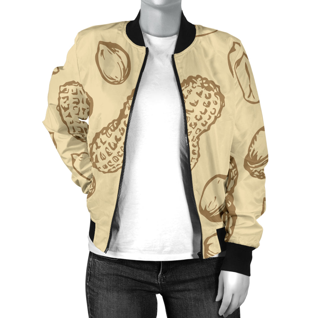 Peanut Pattern Print Design A02 Women's Bomber Jacket