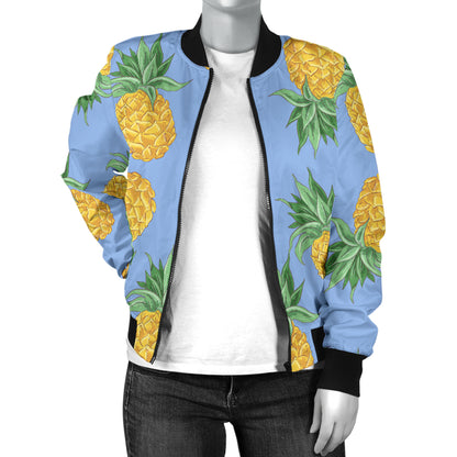 Pineapple Pattern Print Design A04 Women's Bomber Jacket