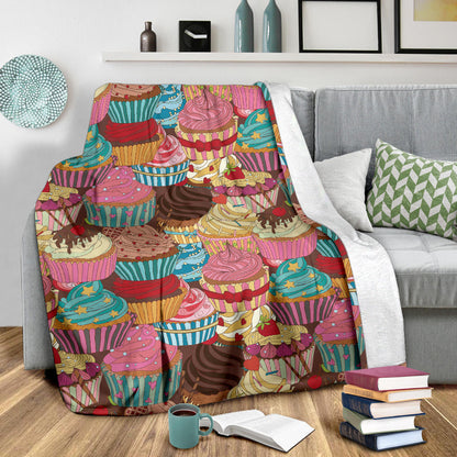 Cupcake Pattern Print Design CP01 Fleece Blanket