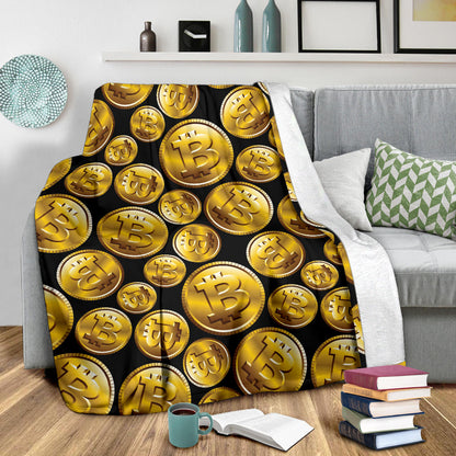 Bitcoin Pattern Print Design DO05 Fleece Blanket