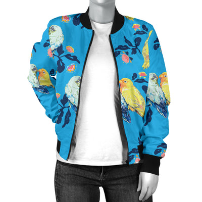 Lovebird Pattern Print Design 03 Women's Bomber Jacket