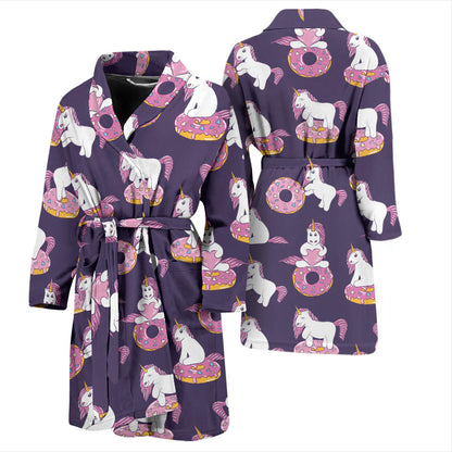 Donut Unicorn Pattern Print Design DN011 Men Bathrobe