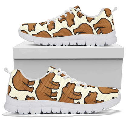Bear Pattern Print Design BE05 Sneakers White Bottom Shoes