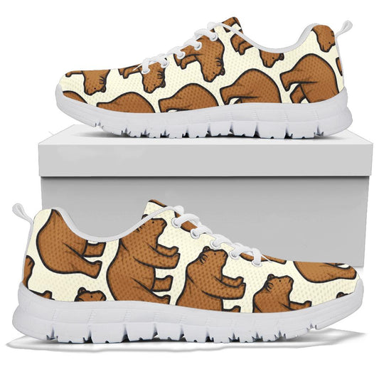Bear Pattern Print Design BE05 Sneakers White Bottom Shoes