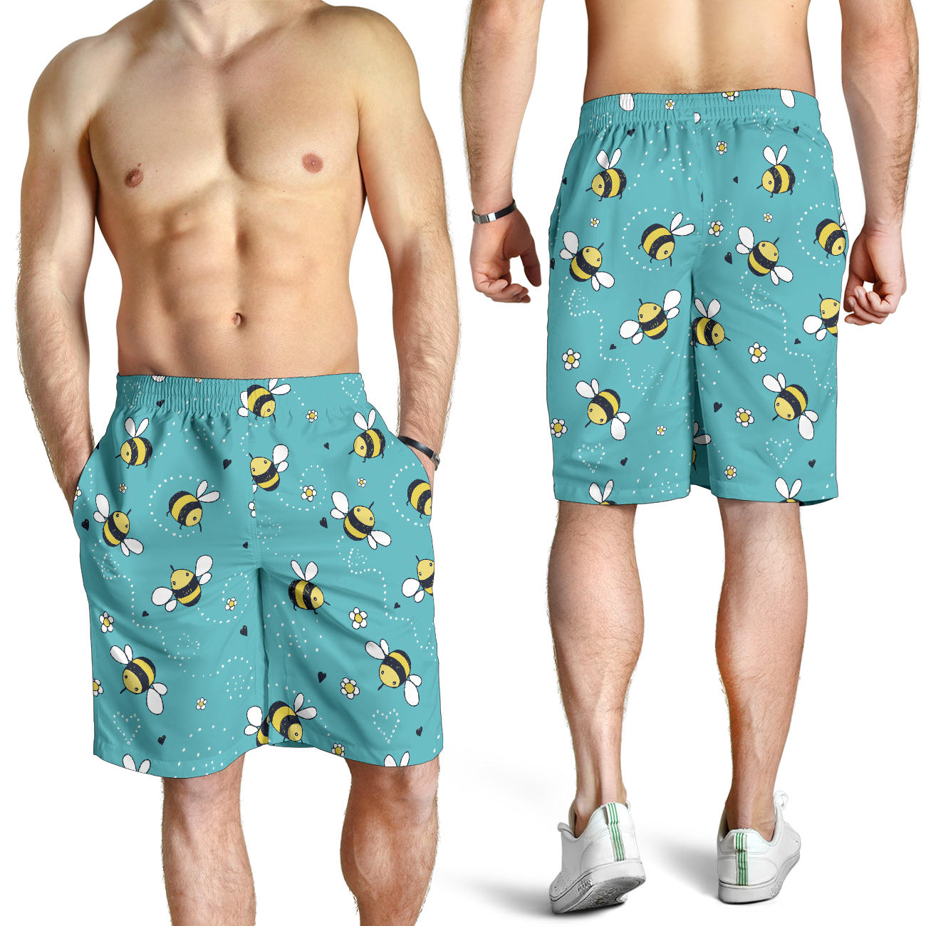 Bee Pattern Print Design BEE02 Mens Shorts
