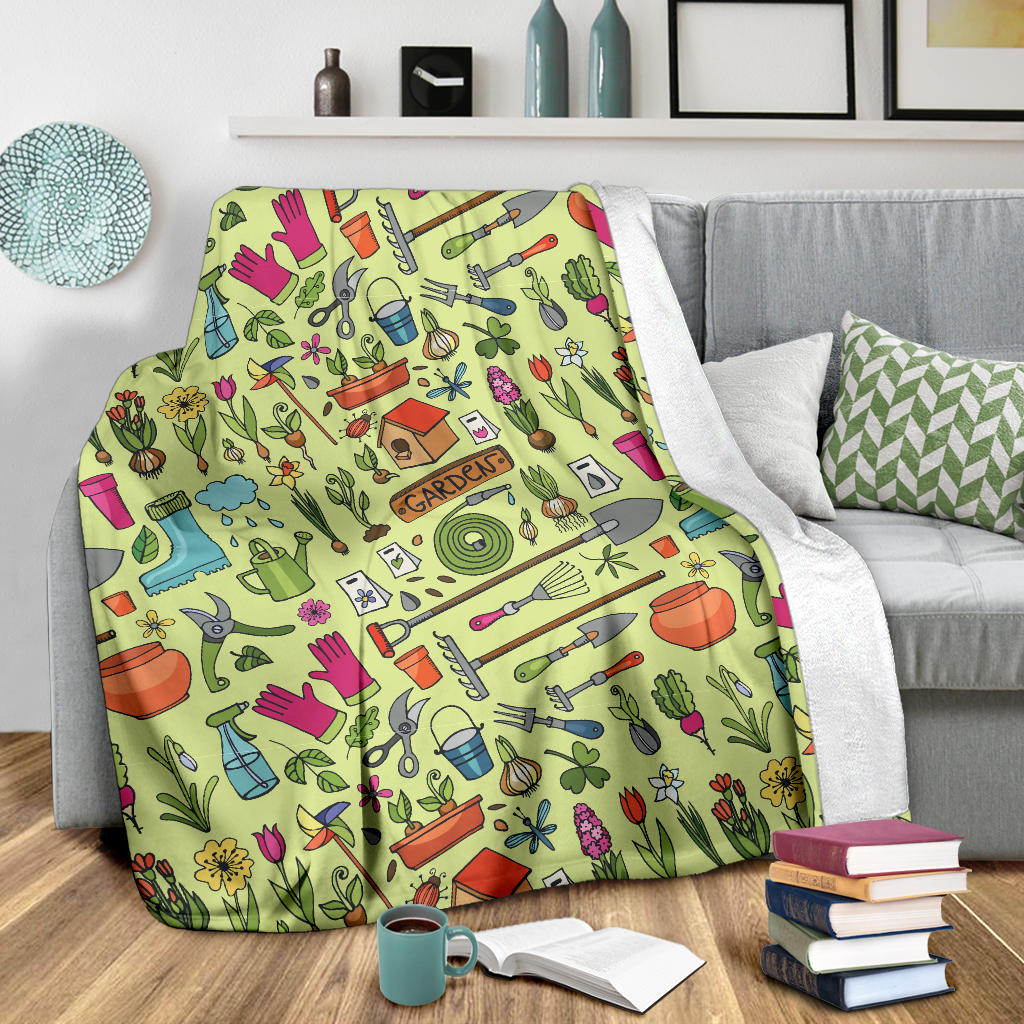 Gardening Pattern Print Design G02 Fleece Blanket