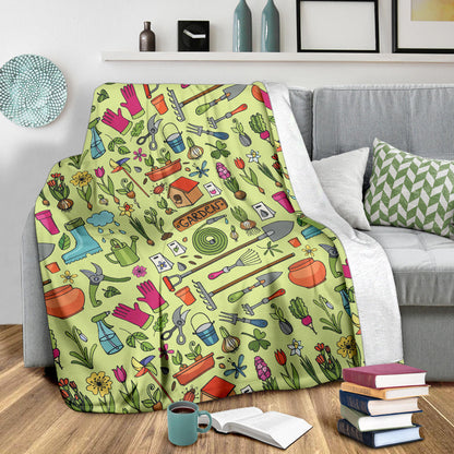 Gardening Pattern Print Design G02 Fleece Blanket
