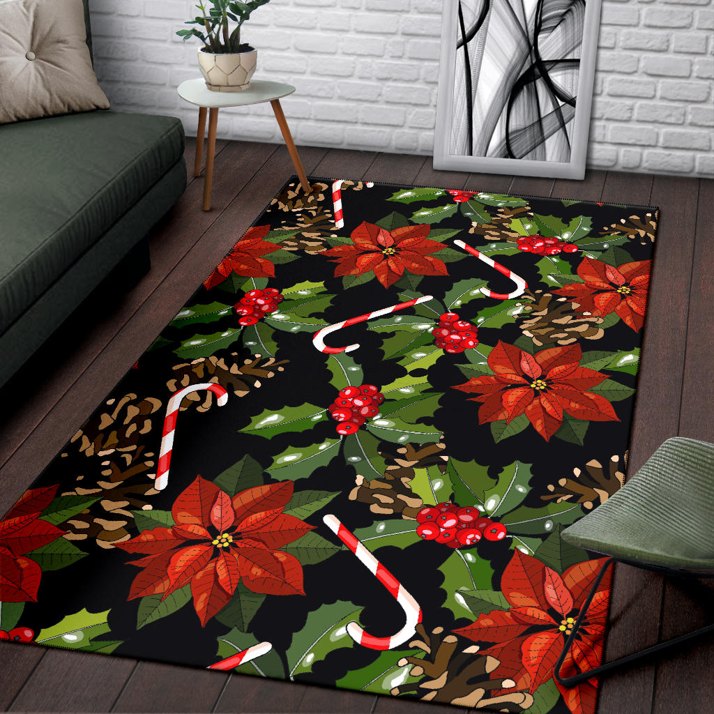 Poinsettia Pattern Print Design POT01 Area Rugs