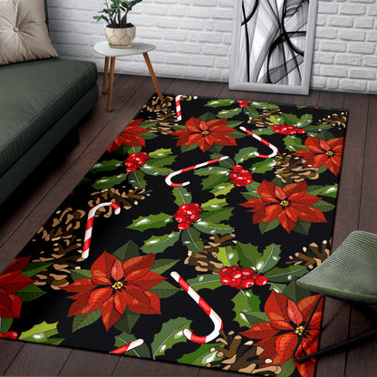 Poinsettia Pattern Print Design POT01 Area Rugs