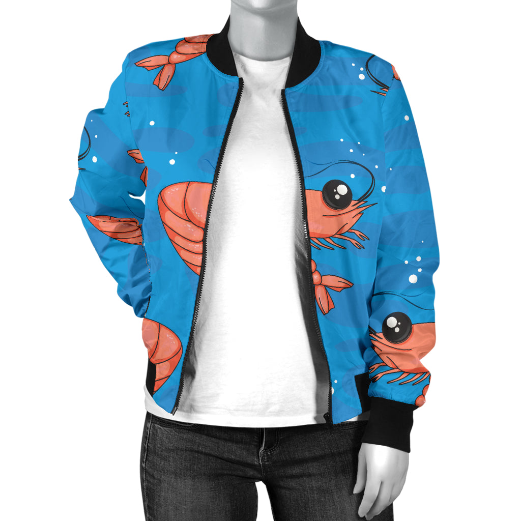 Prawn Cute Pattern Print Design 03 Women's Bomber Jacket