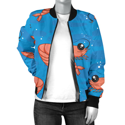 Prawn Cute Pattern Print Design 03 Women's Bomber Jacket